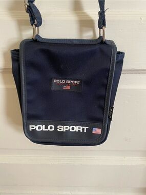 Vintage Polo Sport Logo Crossbody Bag Navy Blue